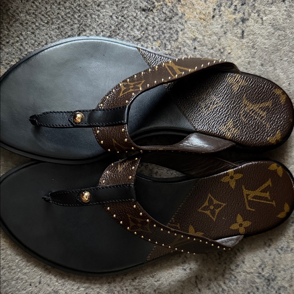 Louis Vuitton Black and Brown Sandals - Picture 2 of 7